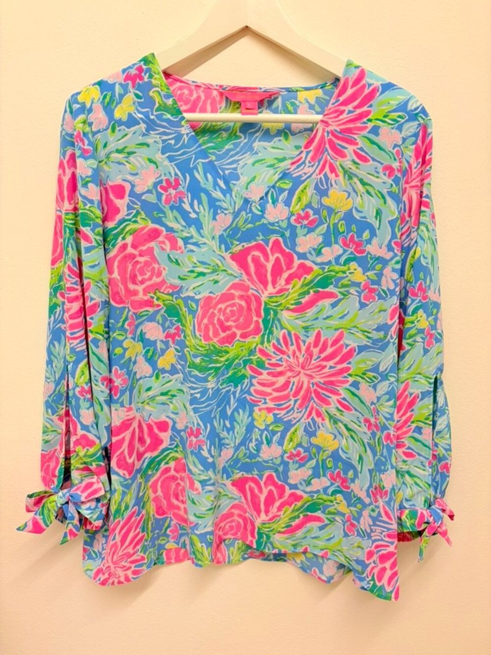 Lilly Pulitzer Bunny Business Pamala Top Blouse Top Women's Size L